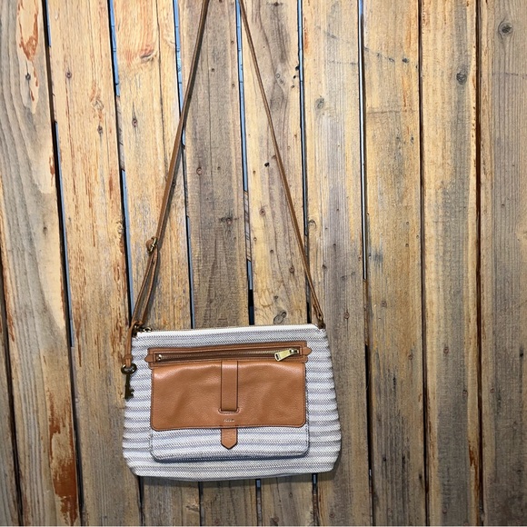Fossil Canvas Bag with With Leather Trim - Picture 1 of 12